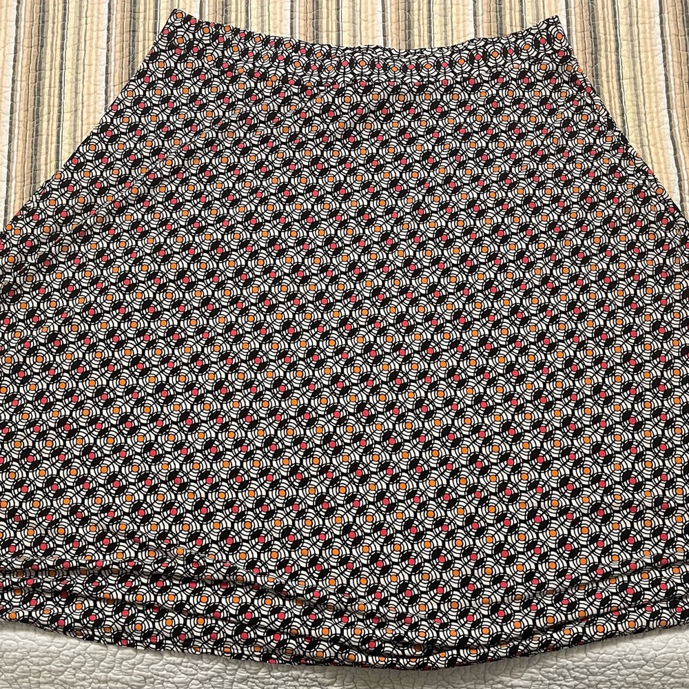 George Stretch Women's XL Black White Pink Orange Geometric Knee Length Skirt - Picture 2 of 7